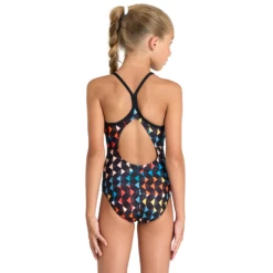 Arena Carnival Girls Black Swimsuit -Arena 005997 950 GIRLS ARENA CARNIVAL SWIMSUIT LIGHTDROP BACK 002