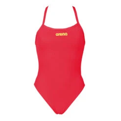 Arena ‘Solid Light Tech’ Fluo Red High Leg Swimsuit -Arena 2A243 476 SOLID LIGHT TECH HIGH FRONT